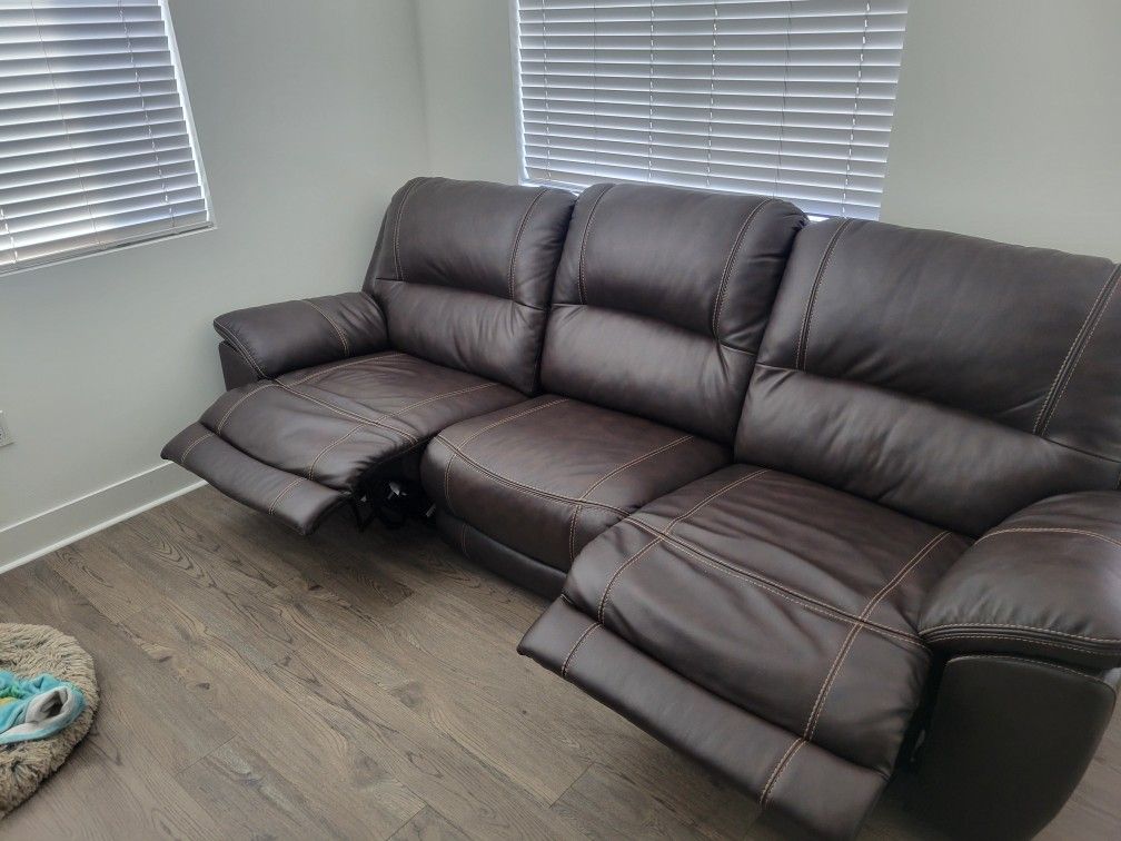 Brown Leather Reclining Couch
