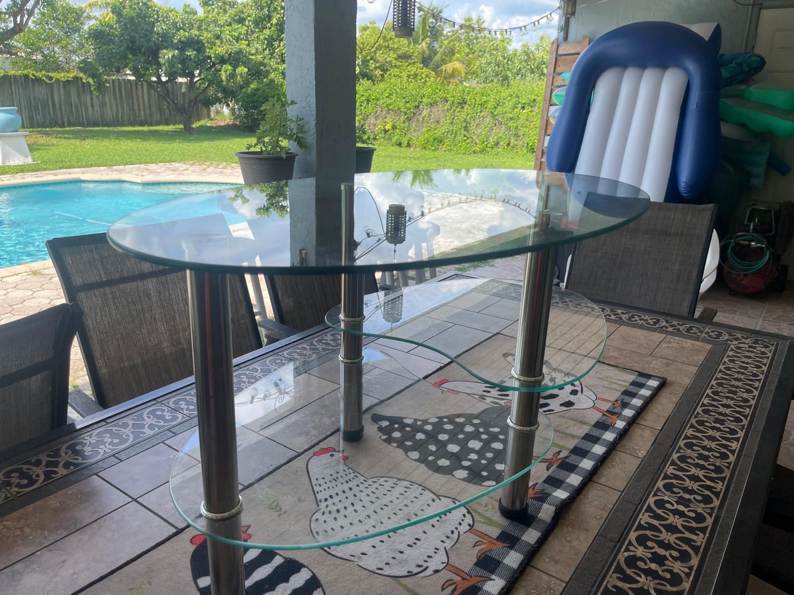 Clear Glass Organic Oval Coffee Table