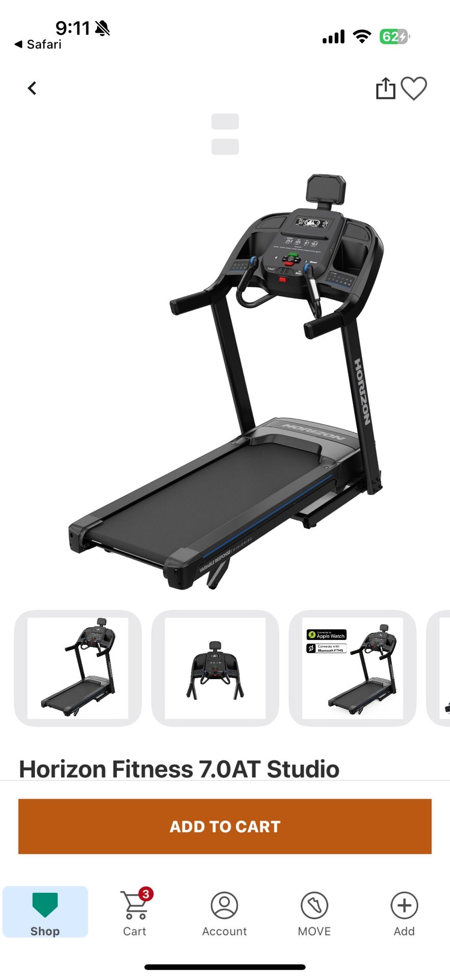 Horizon Fitness 7.0AT Studio Series Treadmill