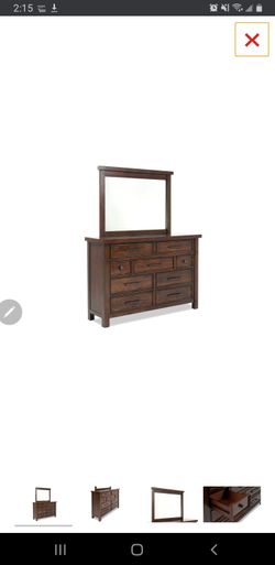 Wood Dresser Mirror 9 Drawers