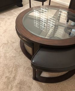 Round Coffee Table with Stools