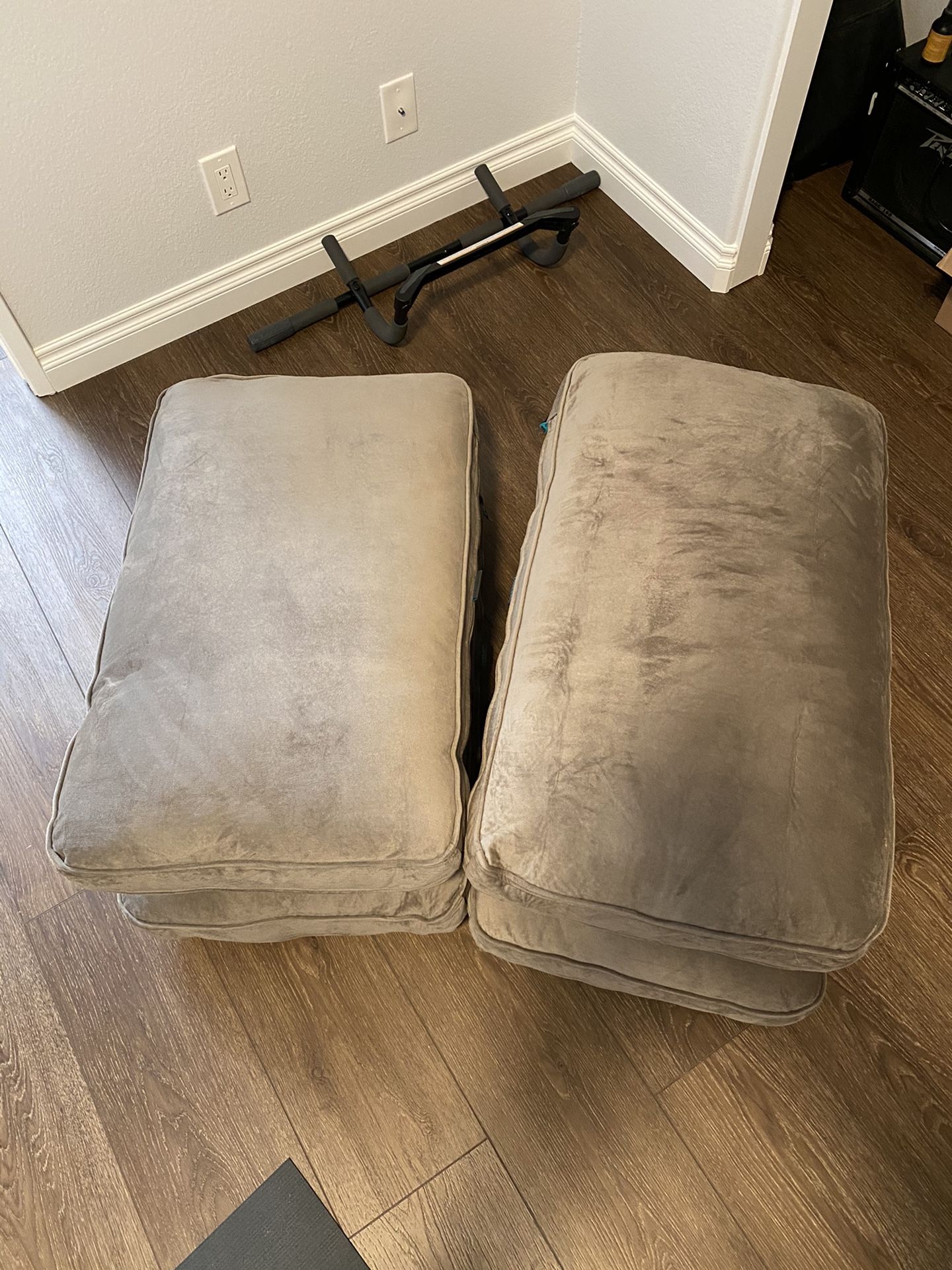 Lovesac back pillow insert + taupe padded velvet covers