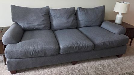 🛋️ 3-Seat Blue-Gray Upholstered Sofa — $50