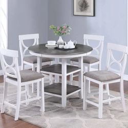 5pc Dining Set Counter height all gray or white and gray table and 4 chairs