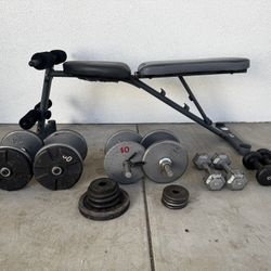 Adjustable Marcy Bench with Dumbbells