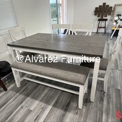 Dining table set with bench