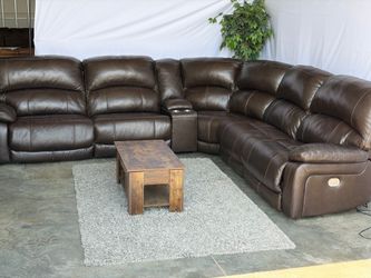 Leather power recliner sectional