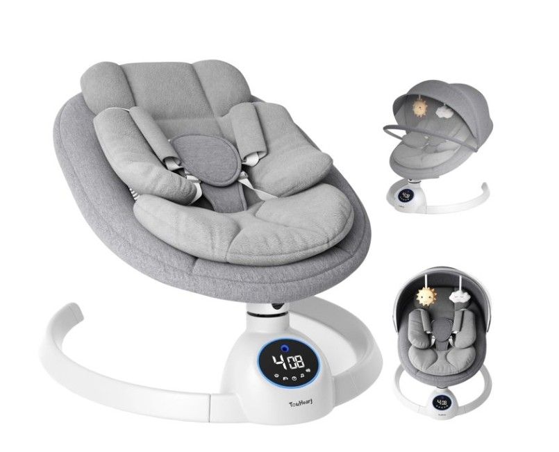 Baby Swing, Electric Infant Rocker with Bluetooth & Remote, 5 Speeds, 10 Lullabies,