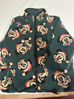 Santa Mickey Mouse Holiday Zip Fleece Jacket For Adults