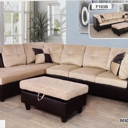New Beige Microfiber Combination Sofa