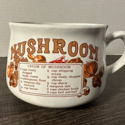 1970s Style Vintage Cream of Mushroom Soup Recipe Cup Mug Bowl