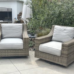 Pair of Capri Outdoor Swivel Chairs — Living Spaces ($1,390 retail)
