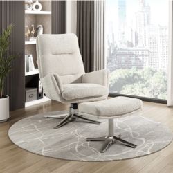 Swivel Chair & Ottoman / Beige Captain Chair/ Light Gray Swivel Chair