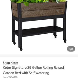  Keter Signature 29 Gallon Rolling Raised Garden Bed with Self Watering 