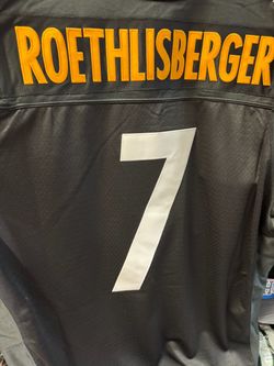 Steelers Big Ben triple stitches name and number and logo most sizes are Ava