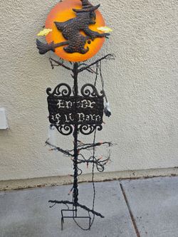 Halloween Witch Yard Sign with Lights