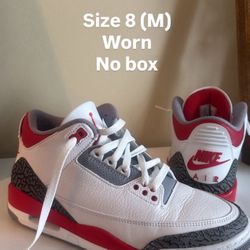 Used Jordan 3 Fire Red 8M ( No Box )
