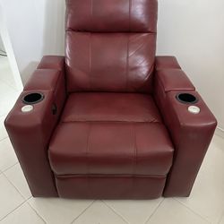 PRI Power Recliner w/ USB, Table & Storage in Cranberry
