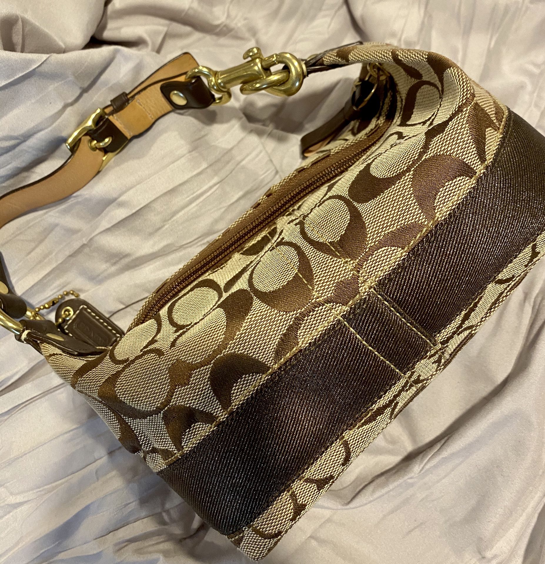 COACH TAN MONOGRAM MINI BAG