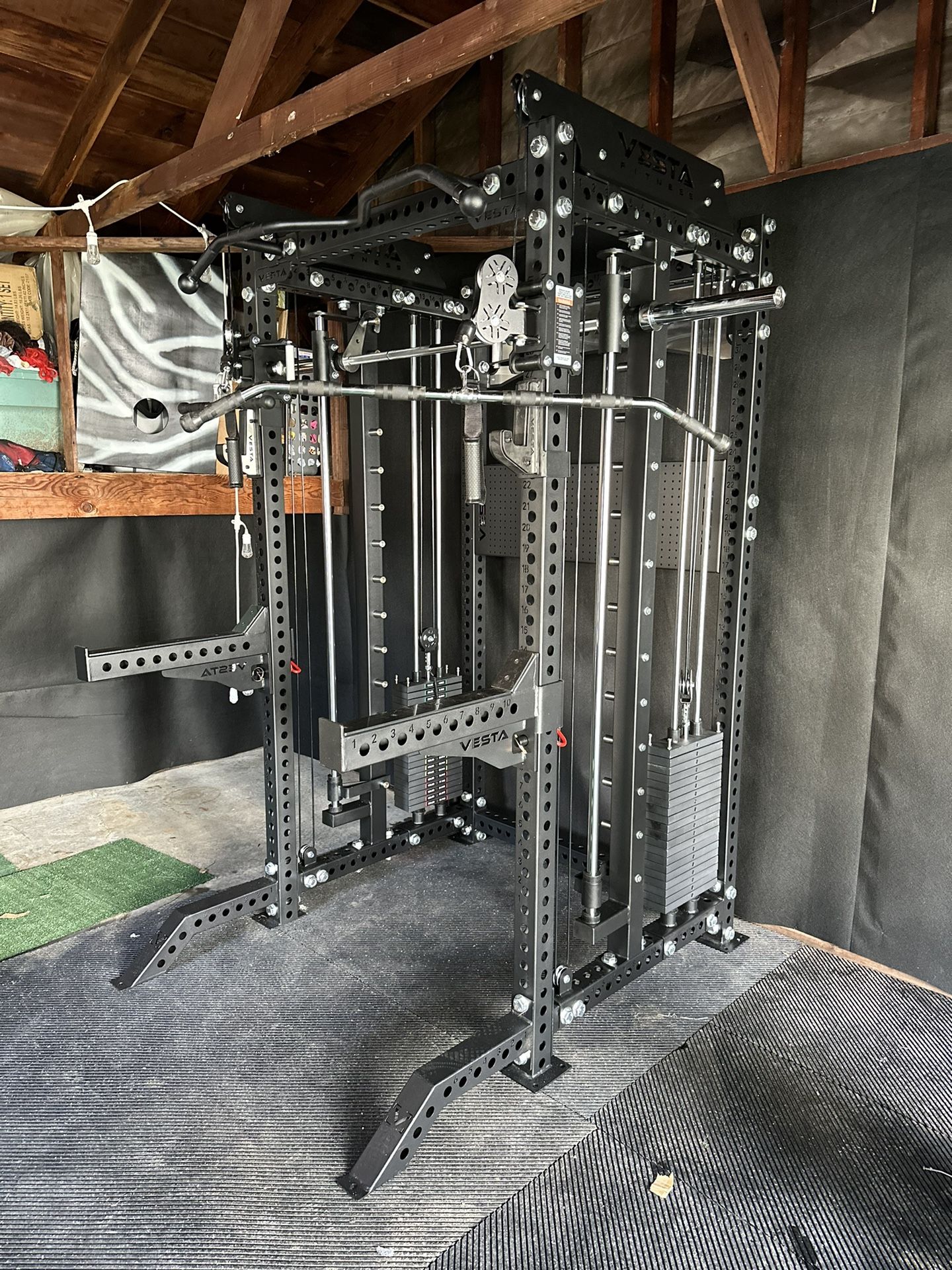 PRO SERIES Ultimate 3-1 Half Rack Functional Trainer w/Smith Machine Bar | 400lb Stack | Gym Equipment | Fitness | Commercial | Squat Rack
