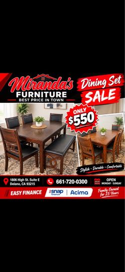 Wood Dining Table Set with Chairs and Bench