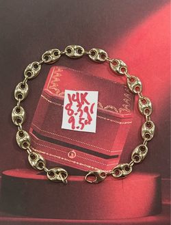 For Wedding 14K Yellow Gold Ankle Gucci Bracelet  8.3Gr 9.5 Inches Long
