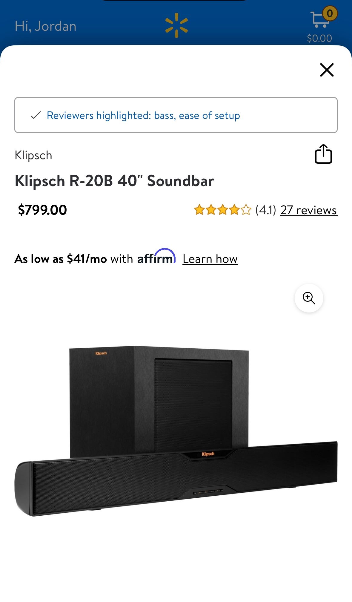 Klipsch R-20B 40" Soundbar and Subwoofer
