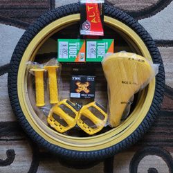 NEW Bicycle Bmx Parts Bundle 20" Yellow
