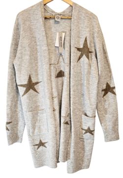 Sweet Romeo Gray Star Open Front Cardigan Sweater Women’s Plus Size XXL
