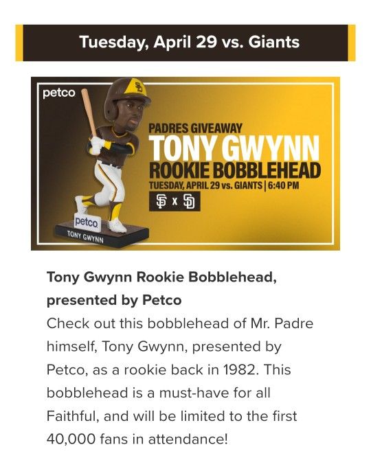Tony Gwynn Bobblehead Giveaway