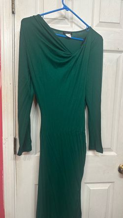 Venus Emerald Green Long Sleeve Draped Cowl Neck Maxi Dress – Size Medium