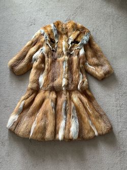 Vintage Barth-Wind Furs Red Fox Fur Fit and Flare Skirted Coat Jacket size M/L