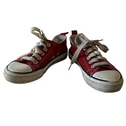 Toandon Boys/Girls Low Top Sneakers Canvas Kicks Red /white laces