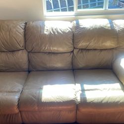 Beige Leather Couch Just One Small Rip