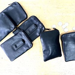 1  Black Leather Pouch. Vintage 1980s New. Never Used