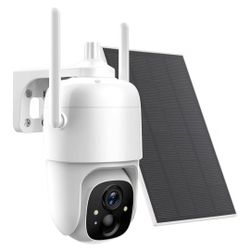 Security Cameras Wireless Outdoor, 2K 3MP Pan Tilt 355° View IP65 Waterproof Rechargeable Battery Powered PTZ WiFi Solar Camera with PIR, Color Night 