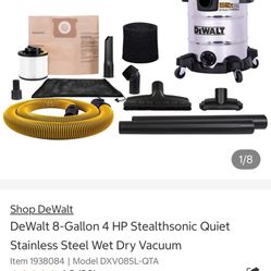 DEWALT 8-Gallon Stainless Steel Quiet Wet/Dry Vacuum