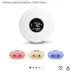 Color Changing Night Light, Thermometer, Humidity Monitor for Nursery, Baby/Child Room