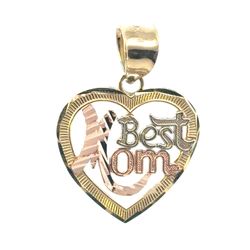 Woman’s Ladies 10k Tri Toned Rose White Yellow Gold Best Mom Pendant For Necklace GP3130268