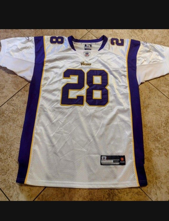 Vintage NFL Reebok Minnesota Vikings White Purple Yellow Football Jerseys #28 Peterson