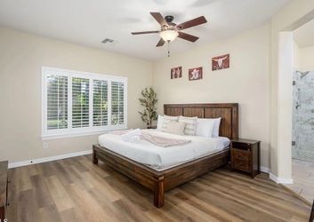 Like new heavy duty king size bed frame used in a Air Bnb