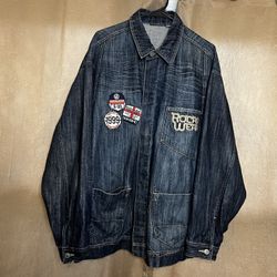 MEN'S BUTTON FRONT RocaWear DENIM BLUE JEAN JACKET XL Denim Founded 1999