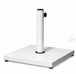 43 lbs. Weighted Cement Concrete and Steel Square Patio Umbrella Base in White for Market Umbrella, Table Umbrella