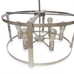 Hunter Astwood 6-Light Drum Chandelier ā Polished Nickel, 26" ā Tested & Working