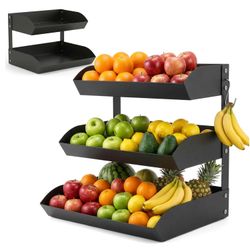 Brand New 3-Tier Fruit Basket for Kitchen Counter with Banana Holder - Metal