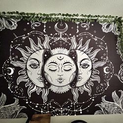 Tapestry and wooden pictures.
