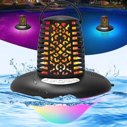 luetooth Pool Speaker,Floating Bluetooth Speaker with LED Flame Light and RGB Li