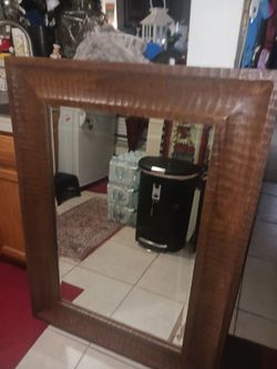 HAND CARVED WOOD GORGEOUS 46INBY36INWD WALL MIRROR MADE PHILLIPINS 38 FIRM