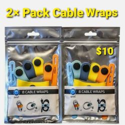 ☆TWO Brand NEW Packs Of 16 SILICONE Cable Tie Wraps For iPhone Samsung Charger Cable Plug Wire Organizer