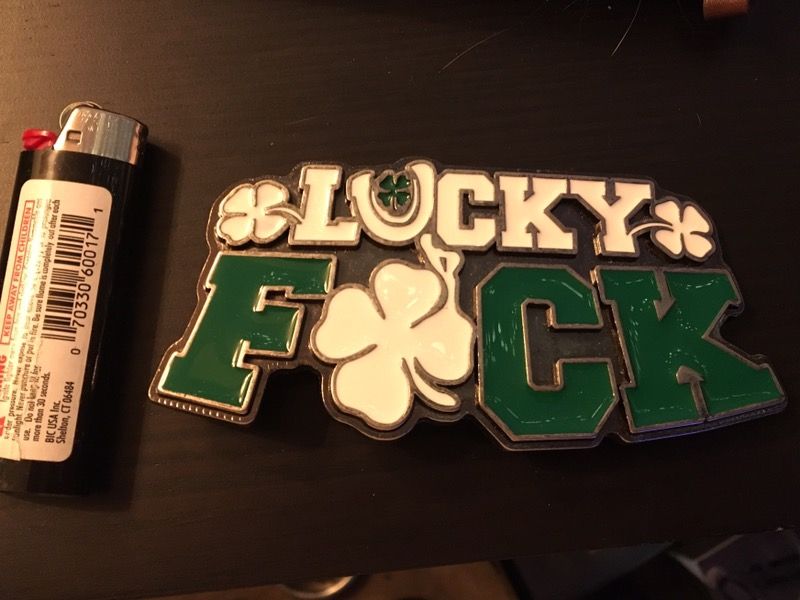 "Lucky Fuck" belt buckle
